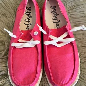 Sz 9 Brand new canvas pink slip on Gypsy Jazz shoes.